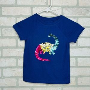 Little Girls Dinosaur Sequin Blue Tshirt